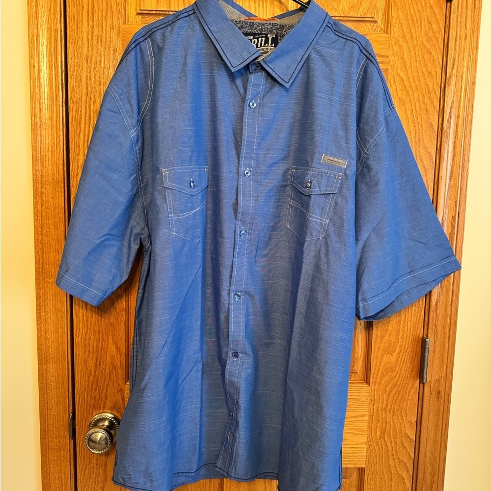 Drill Clothing Co. Men's 5X Blue Short Sleeve Button-Up Shirt Casual